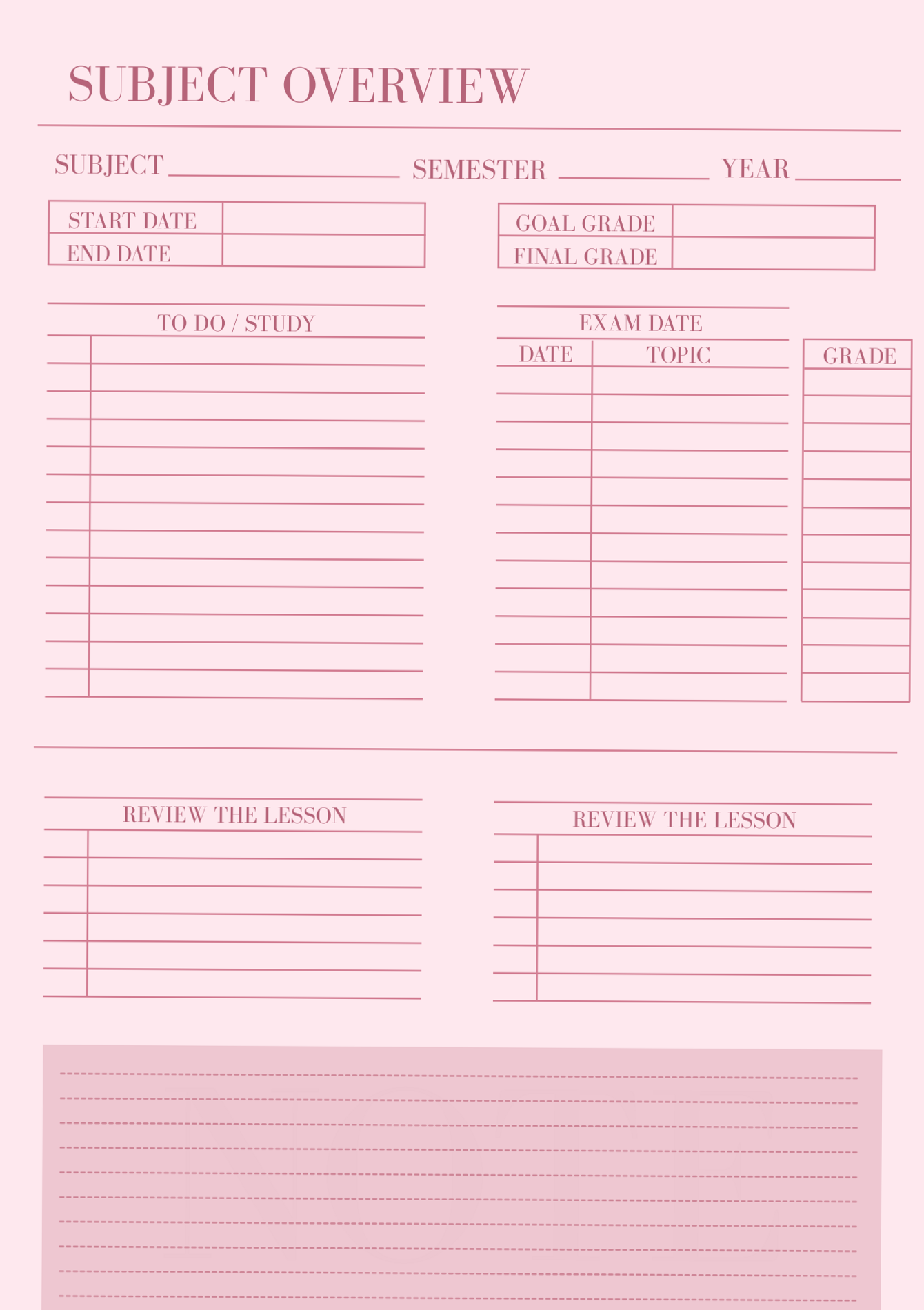 Minimalist Pink Study Planner for Exam Success PDF — 💎 🖌️ romanticize your routine