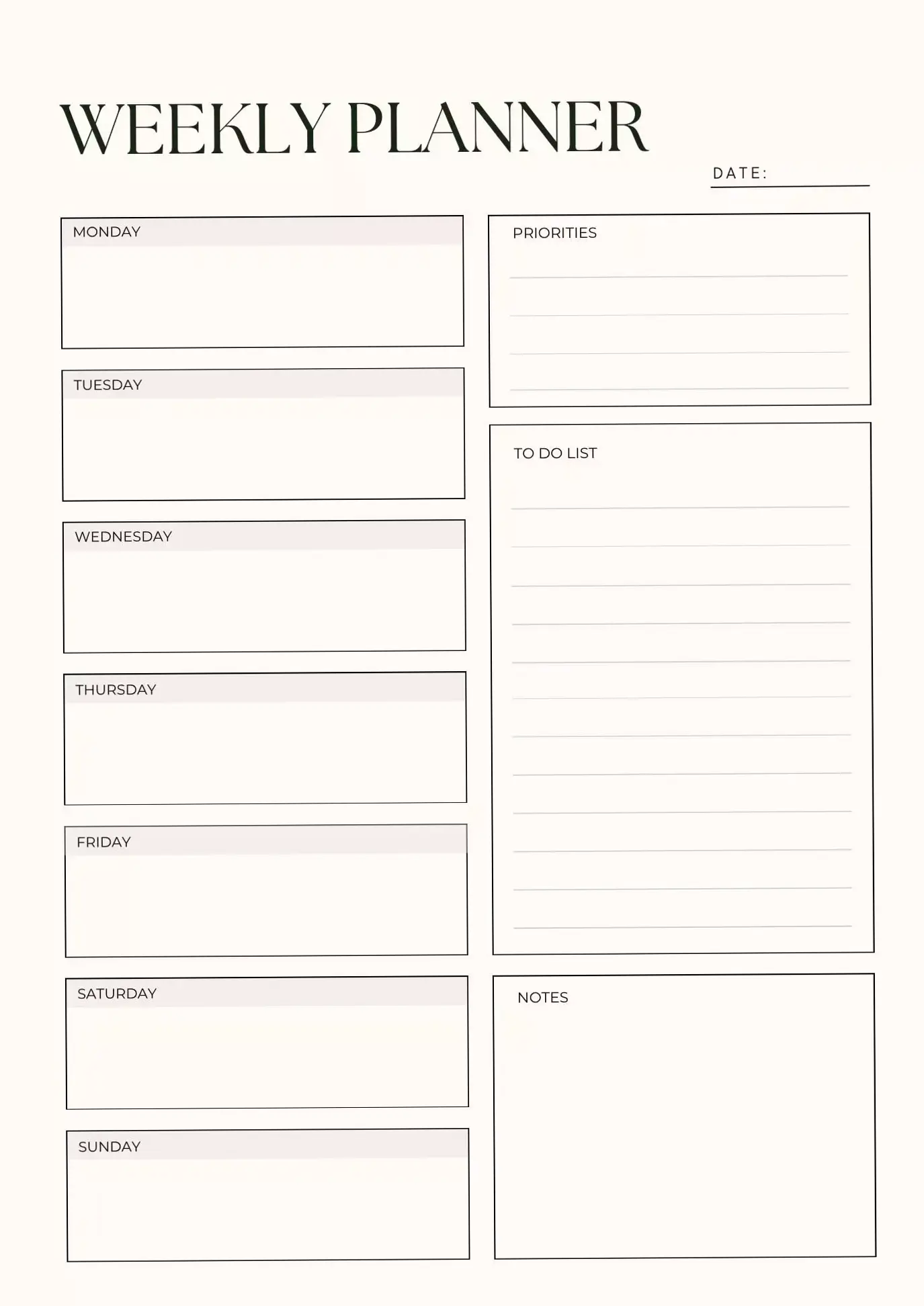 Minimalist Printable Planner Bundle — Daily, Weekly, Monthly PDFs — 📍 📍 romanticize your routine