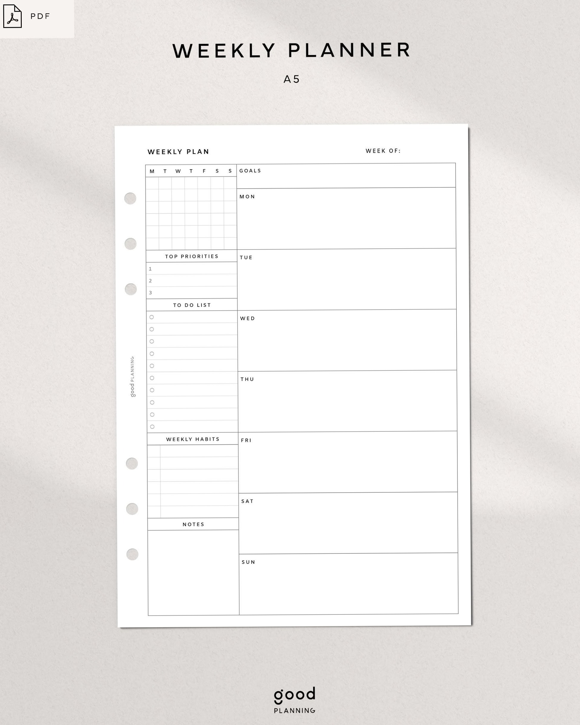 Minimalist Weekly Planner: Free Printables & 12-Week Schedules — 🖇️ 📁 secret to staying productive
