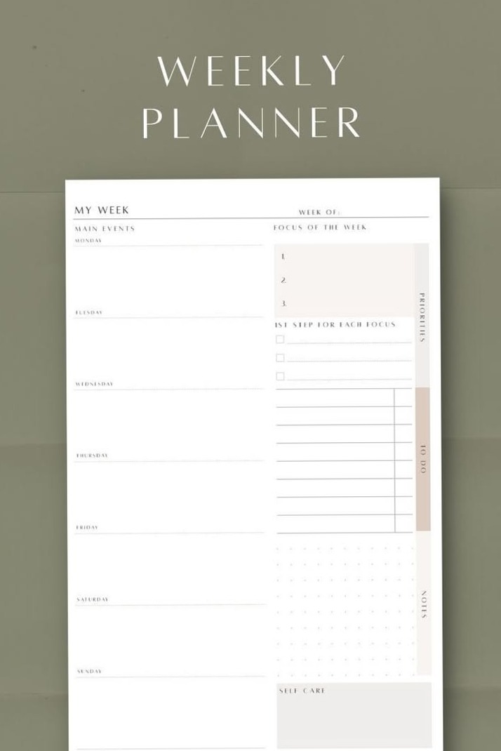 🤍 🌿 Minimalist Weekly Planner Free Download | romanticize your routine