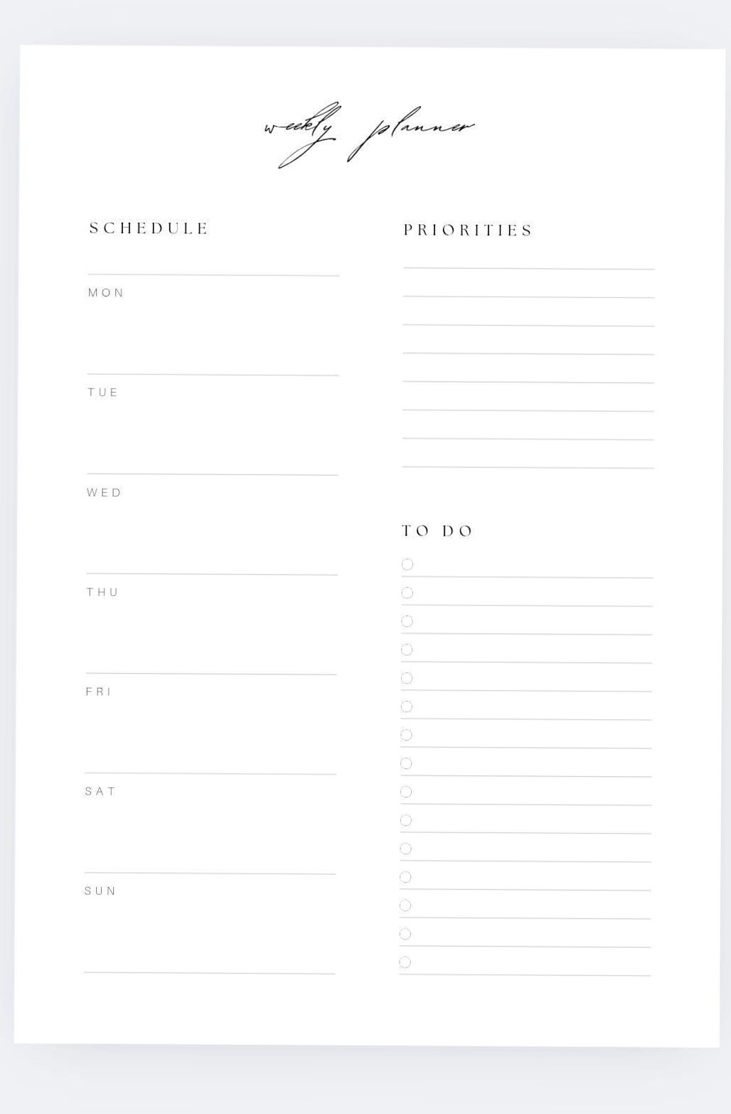 Minimalist Weekly Planner PDF — Work & Health Organizer — 💎 🌈 dream life manifestation