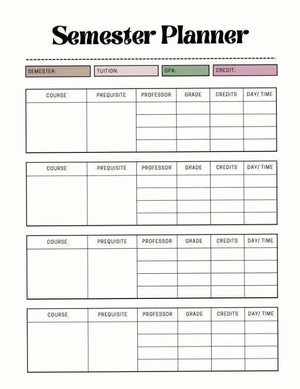 🎨 📍 Modern Semester Planner | Digital & Printable College Planner #GoodNotesAesthetic | dream life manifestation