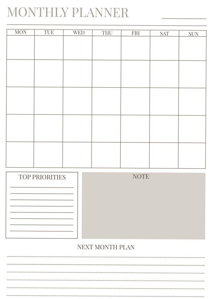 ✨ 🎀 Monthly Basic Brown Planner | Minimal Printable PDF | Undated | dream life manifestation