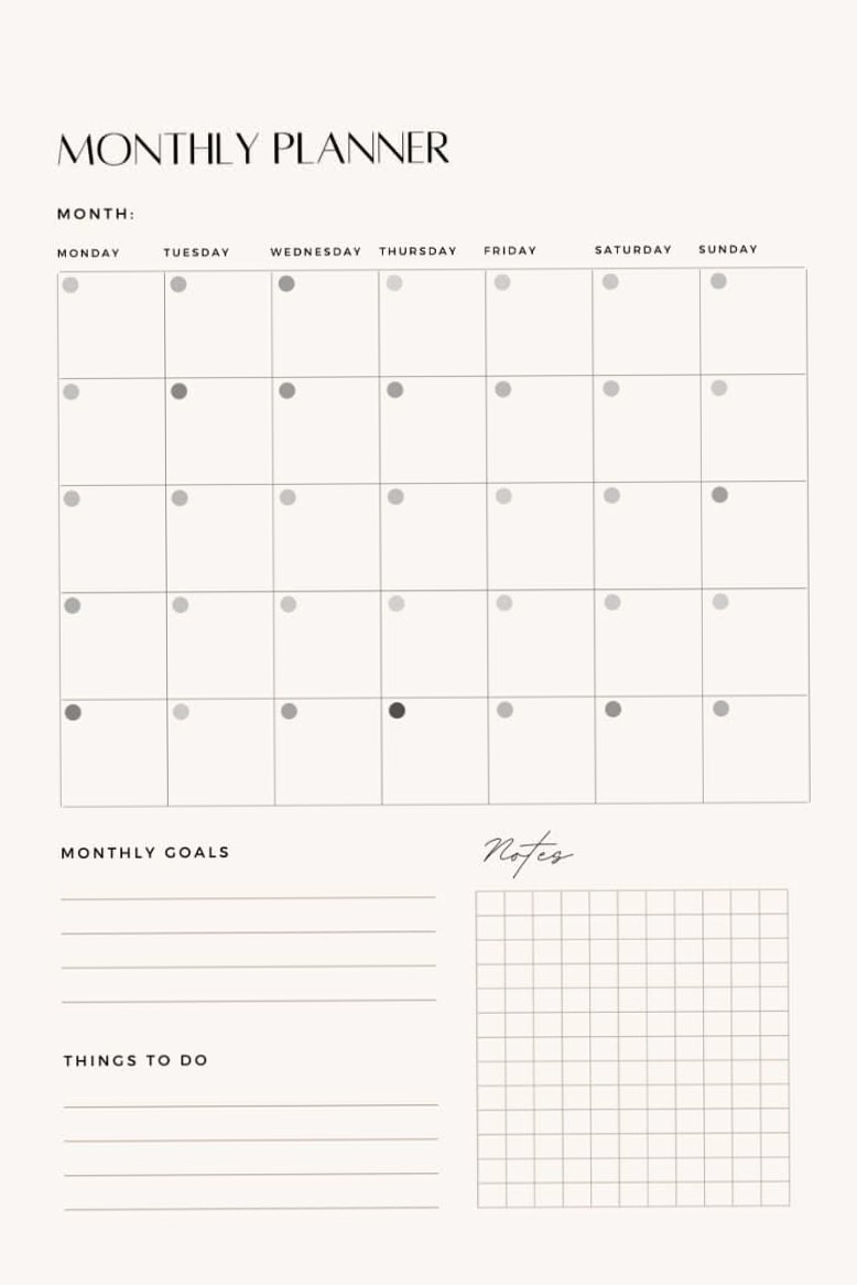 Monthly Planner Pages with Habit Tracker — Organize Your Study Schedule — 🤍 🤍 no-stress tracker