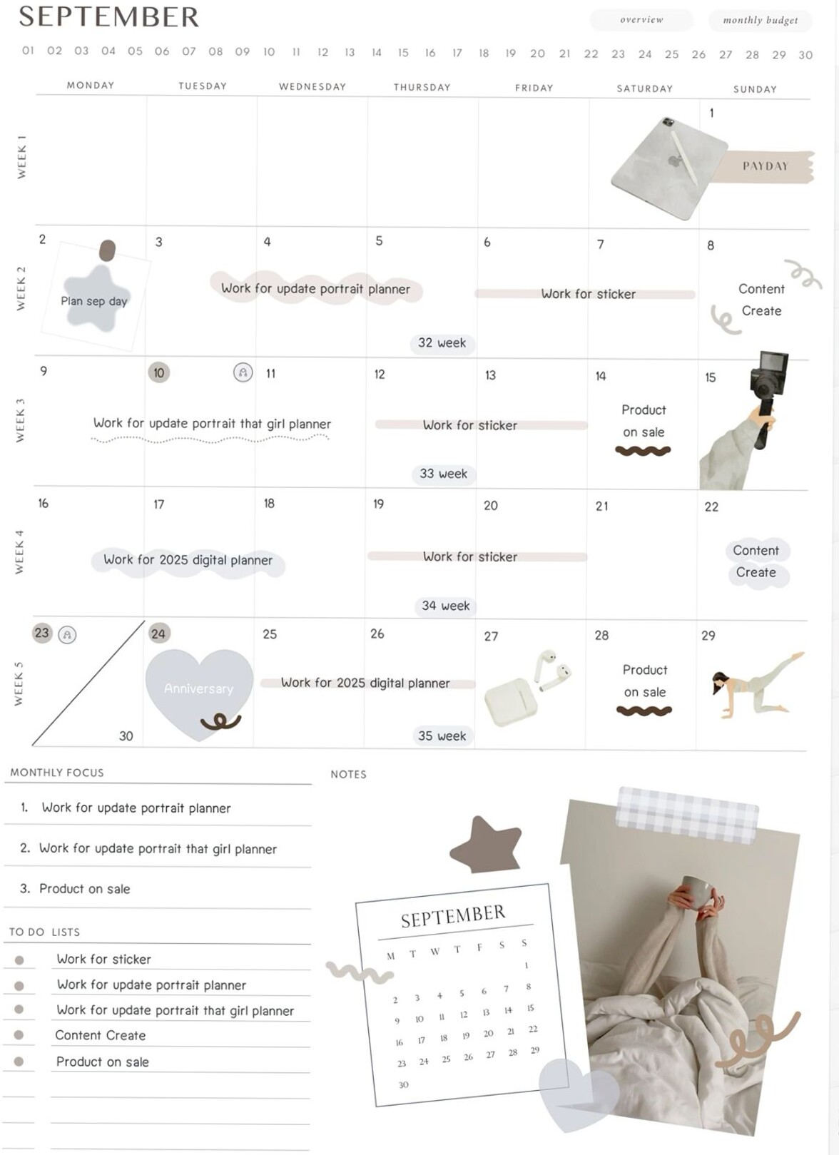 🍰 🌸 Monthly Planning 2025 Digital Planners & Creative Assets | stay inspired all year long