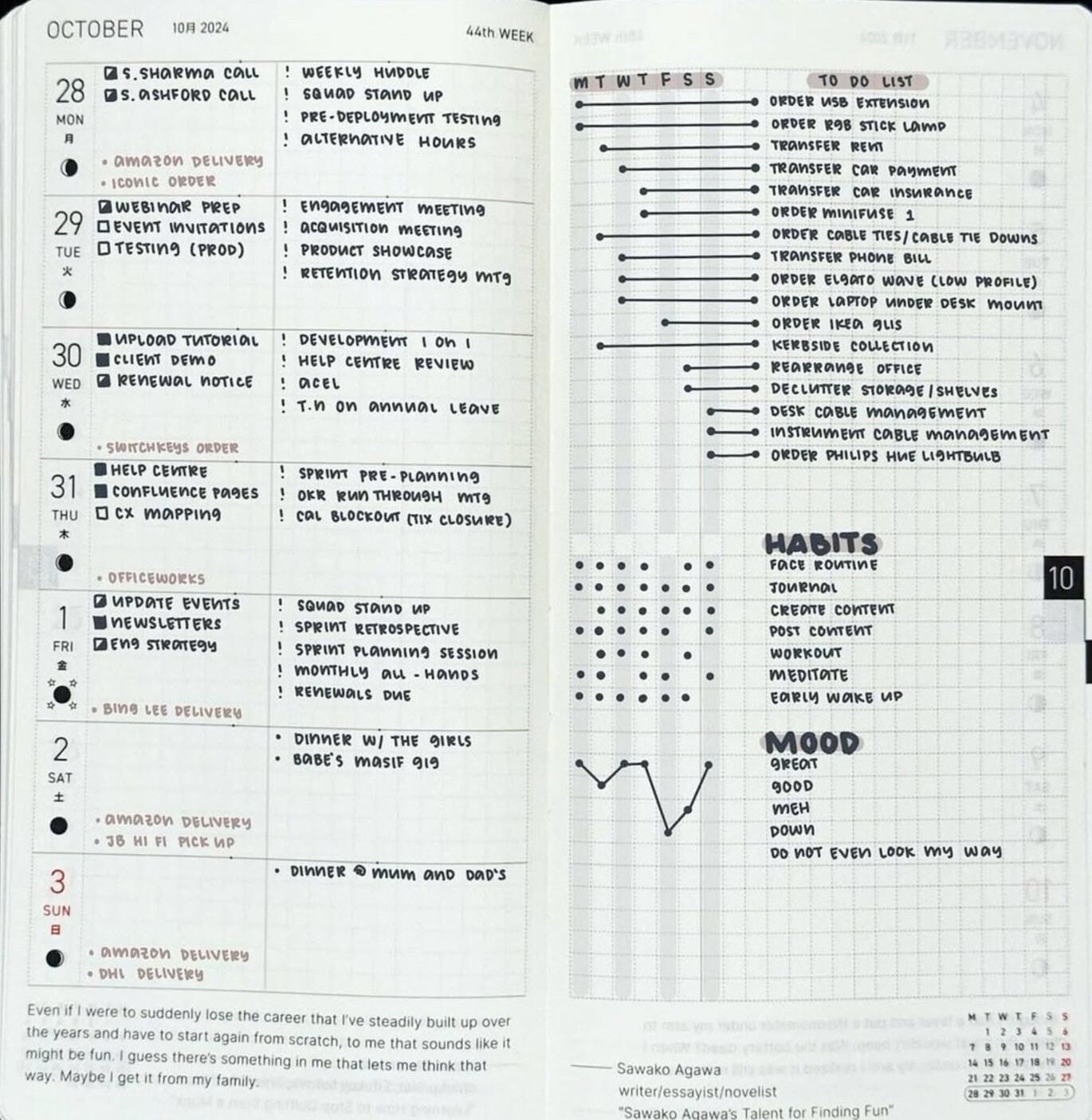 Monthly Readathon Hobonichi Weeks Planner — Weekly Layout — 📁 📝 romanticize your routine