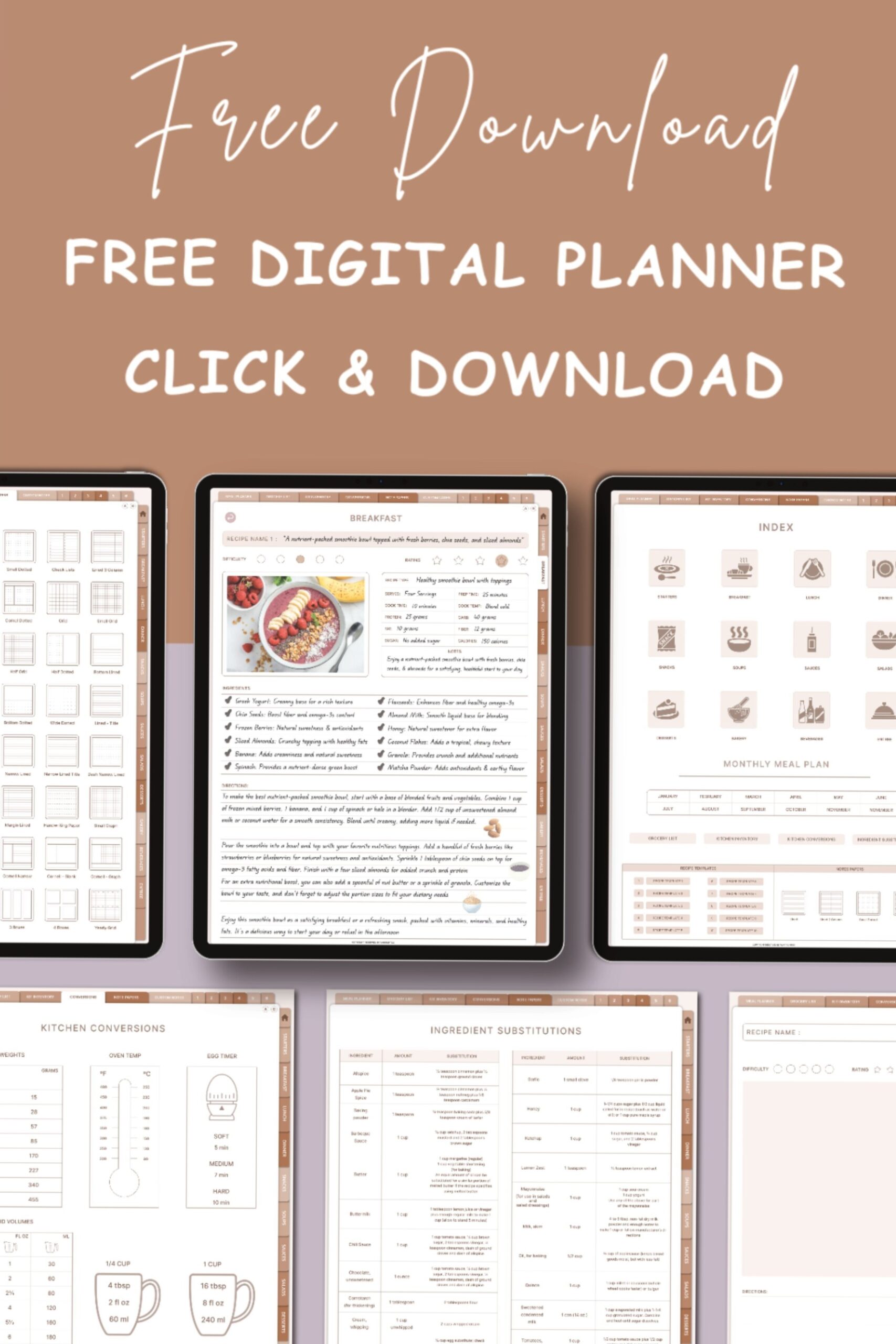 Neutral Wedding Planner for Goodnotes | Meal Planning Freebie — 📍 🖌️ dream life manifestation