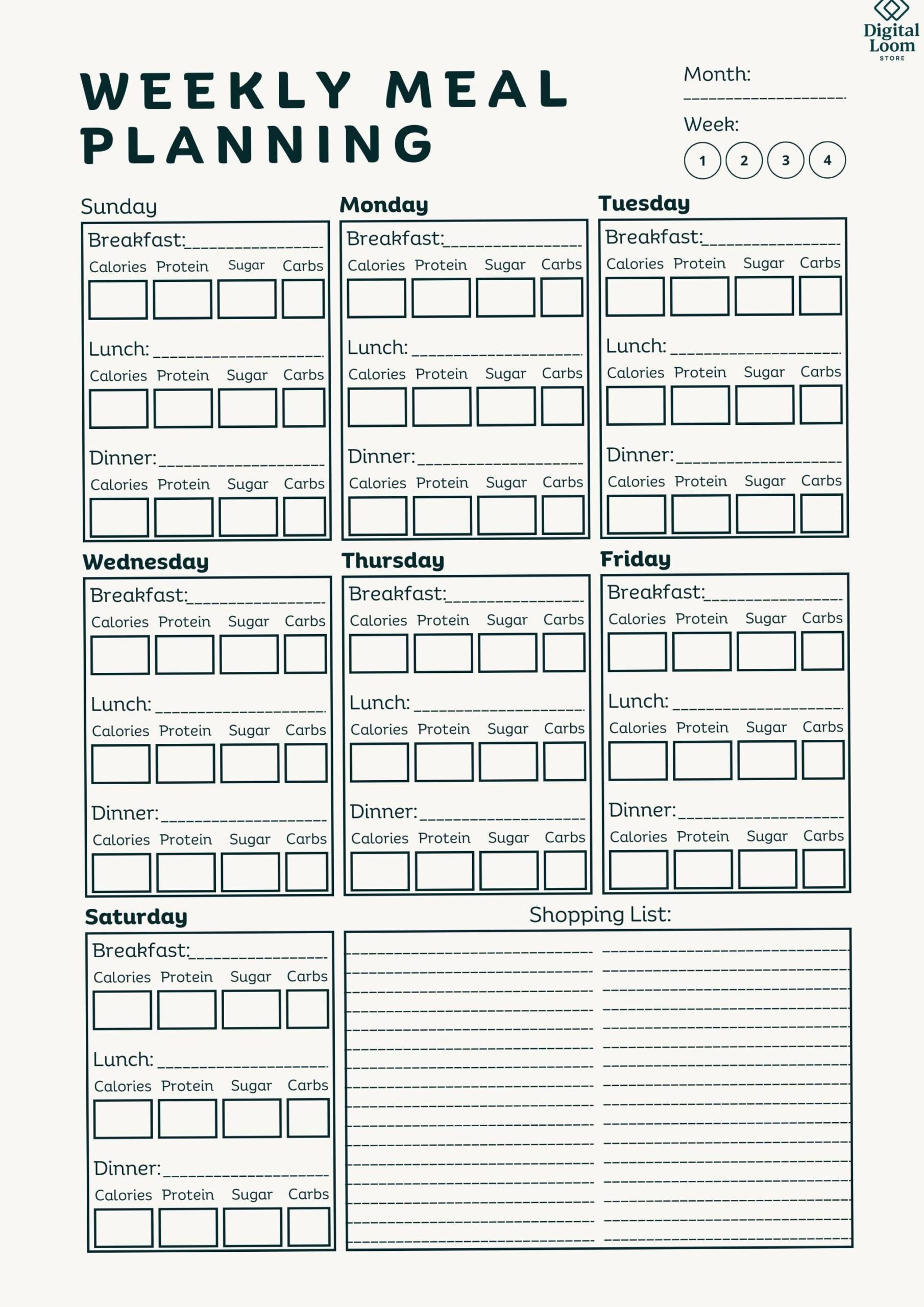 📅 🖇️ no-stress tracker: Free Printable Meal Plan & Calorie Tracker PDF