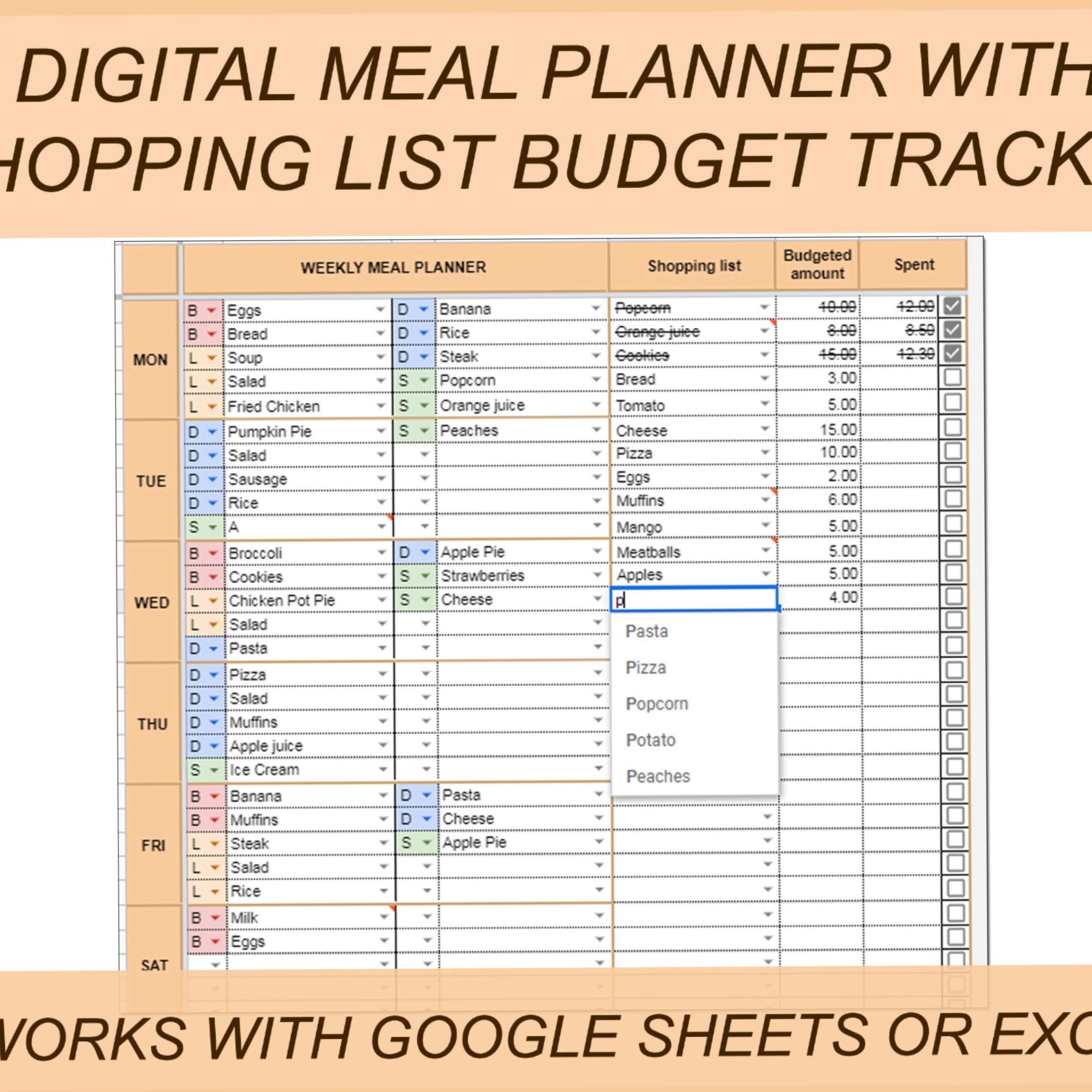 🪄 📍 no-stress tracker: Monthly Meal Planner & Budget Tracker Template