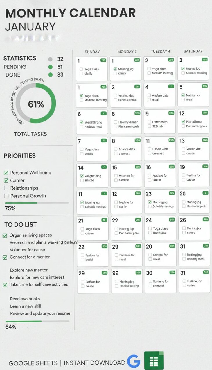☁️ 🤍 Notion Daily Planner & Task Tracker Templates | no-stress tracker