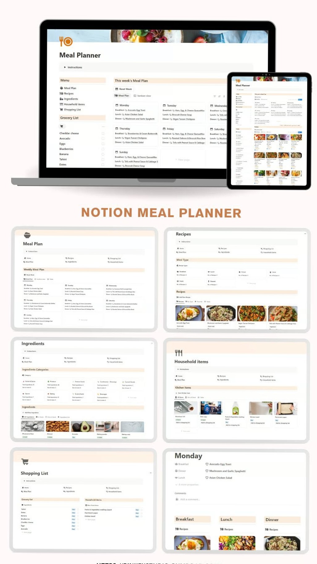 ☁️ 🕯️ Notion Meal Planner — Digital Design for Creative Planners | game-changing digital system