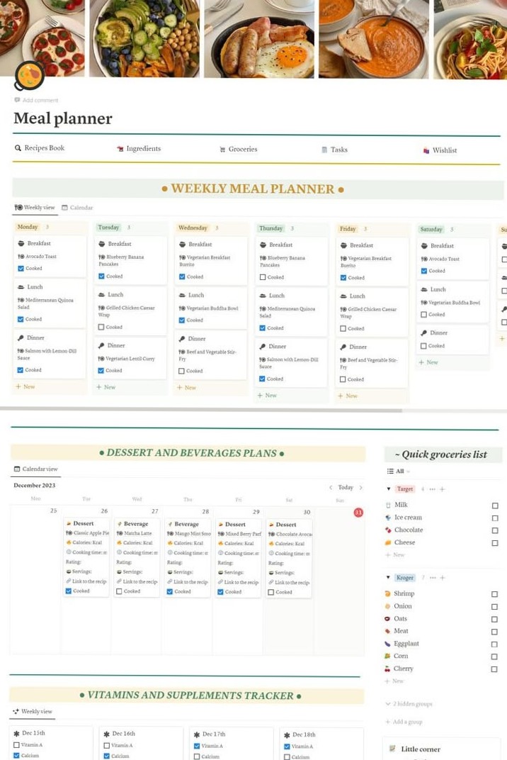 Notion Meal Planner Template for Creative Schedules — 💌 💍 pro digital dashboard