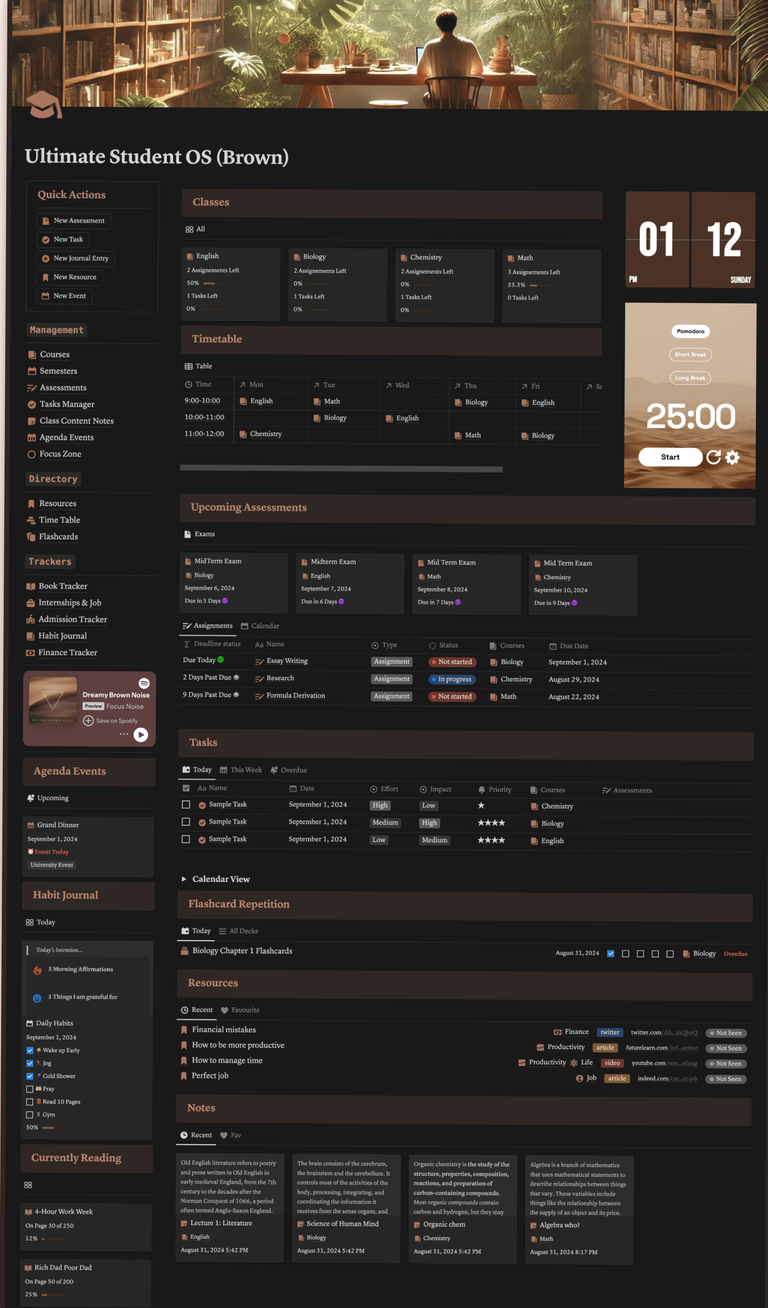 Notion Student OS: Ultimate Planner Template for Students — 💍 👰 pro digital dashboard