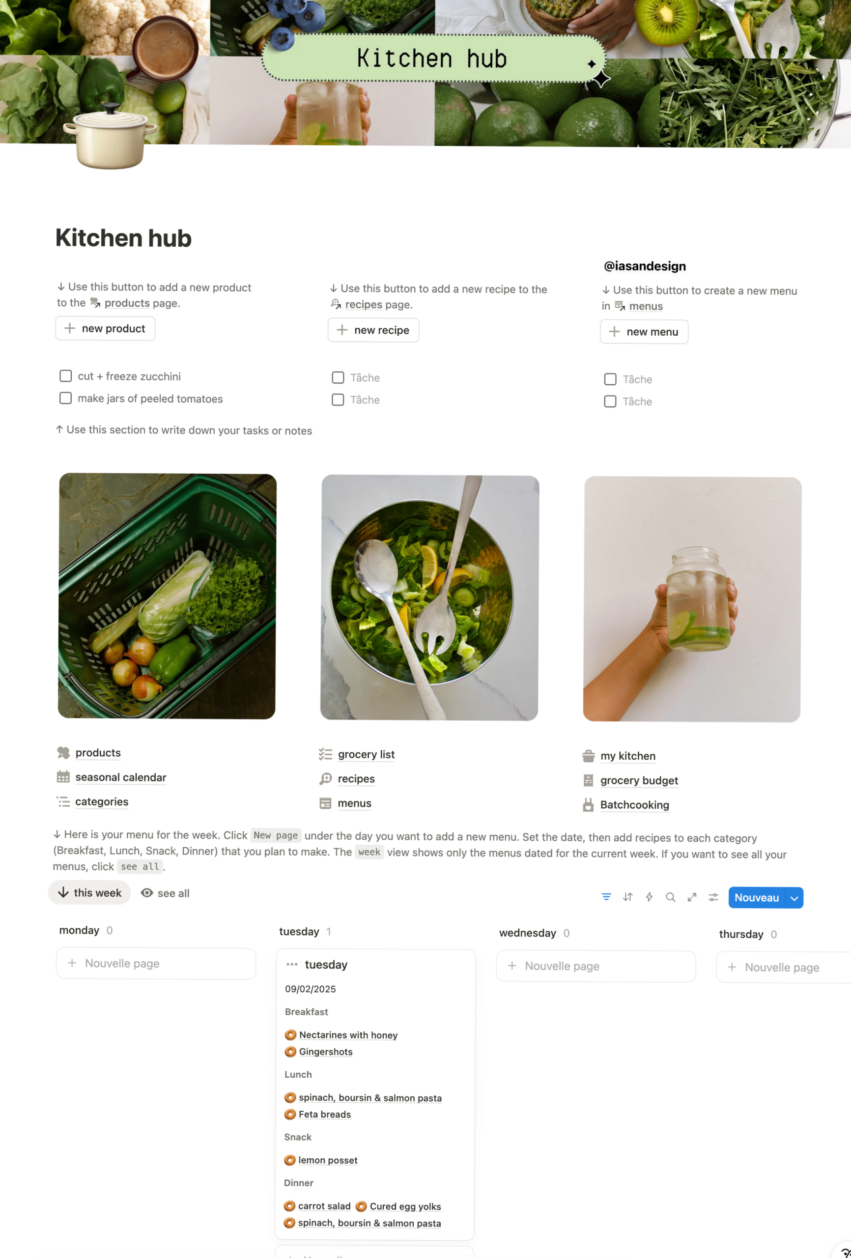 Notion Template for Kitchen & Meal Planning Organization — 🥂 💍 pro digital dashboard