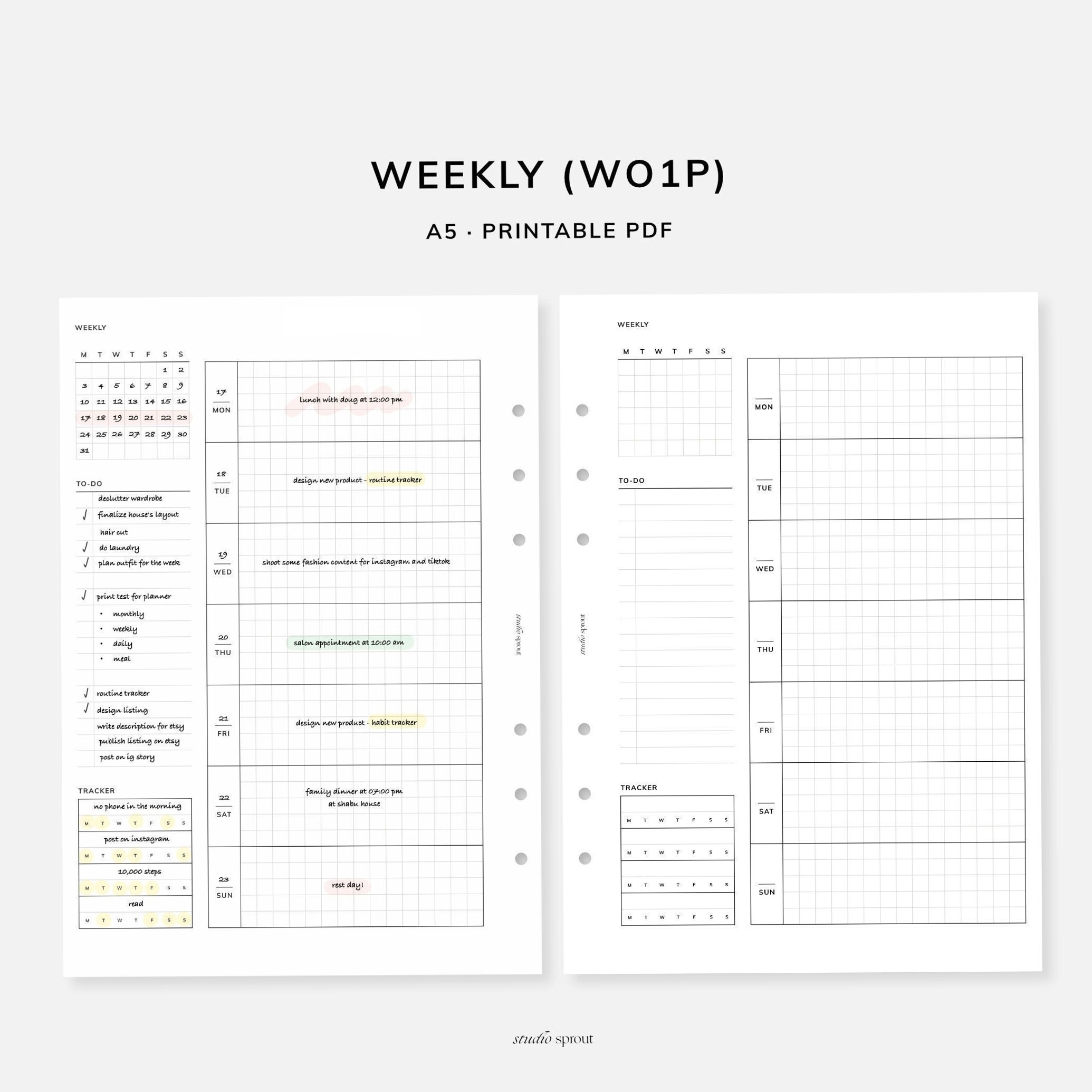 One-Page Weekly Planner Printables | Happy Planner Love — 🪄 🎨 dream life manifestation