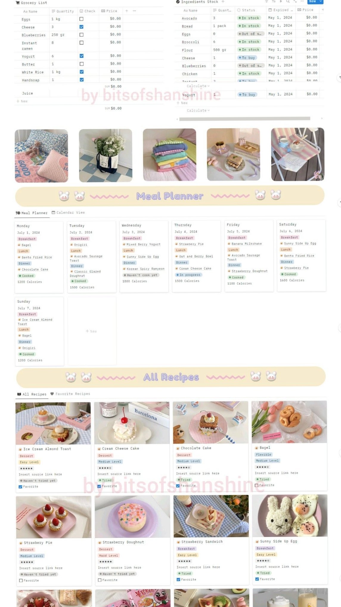 📝 📅 only tool for life admin: Aesthetic Meal Planner Notion Template for Digital Design & Creativity