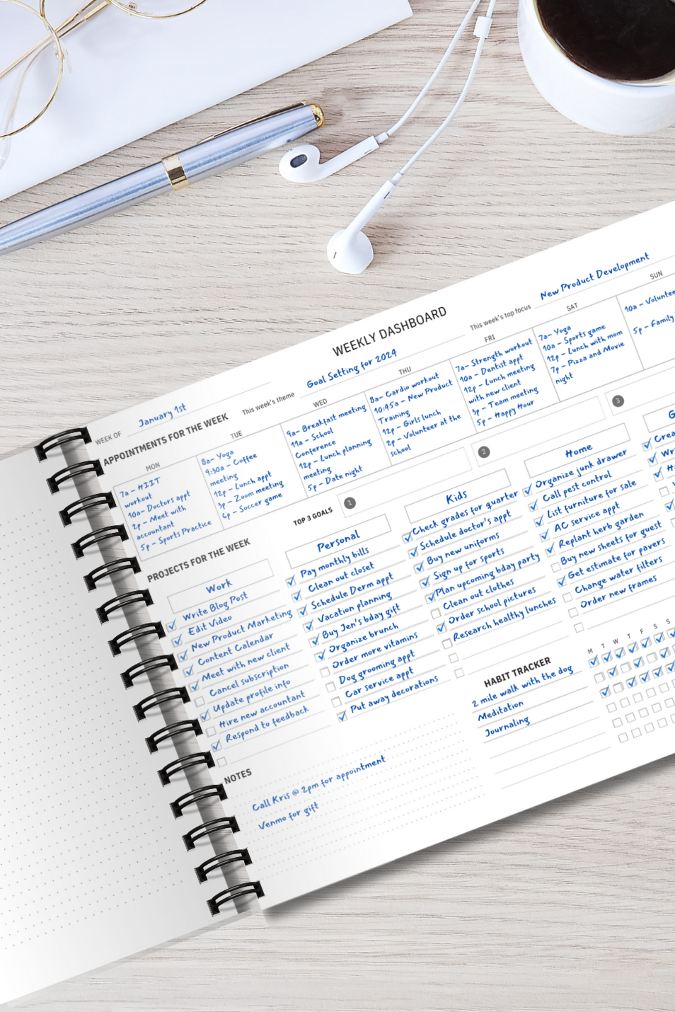 🎀 🎀 only tool for life admin: Weekly Dashboard for Digital Design & Creative Planning