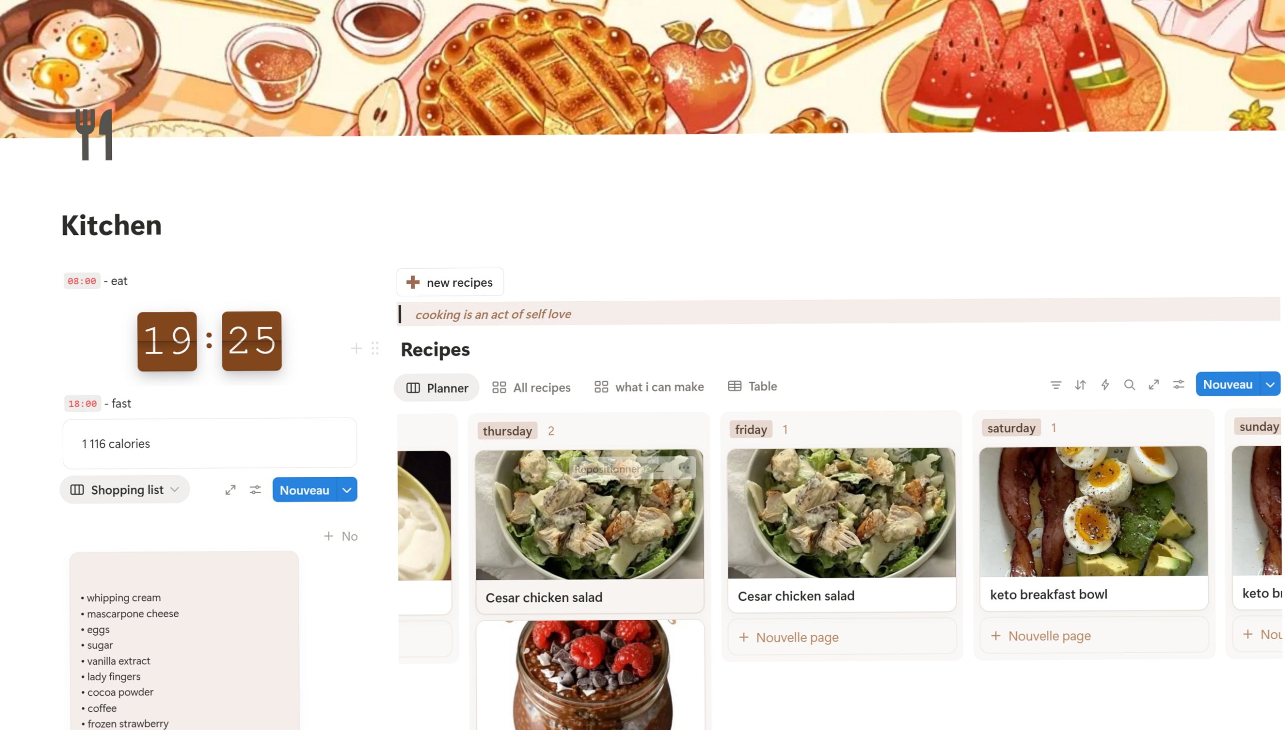🕯️ 🤍 only tool for life admin: Notion Meal Planner Design