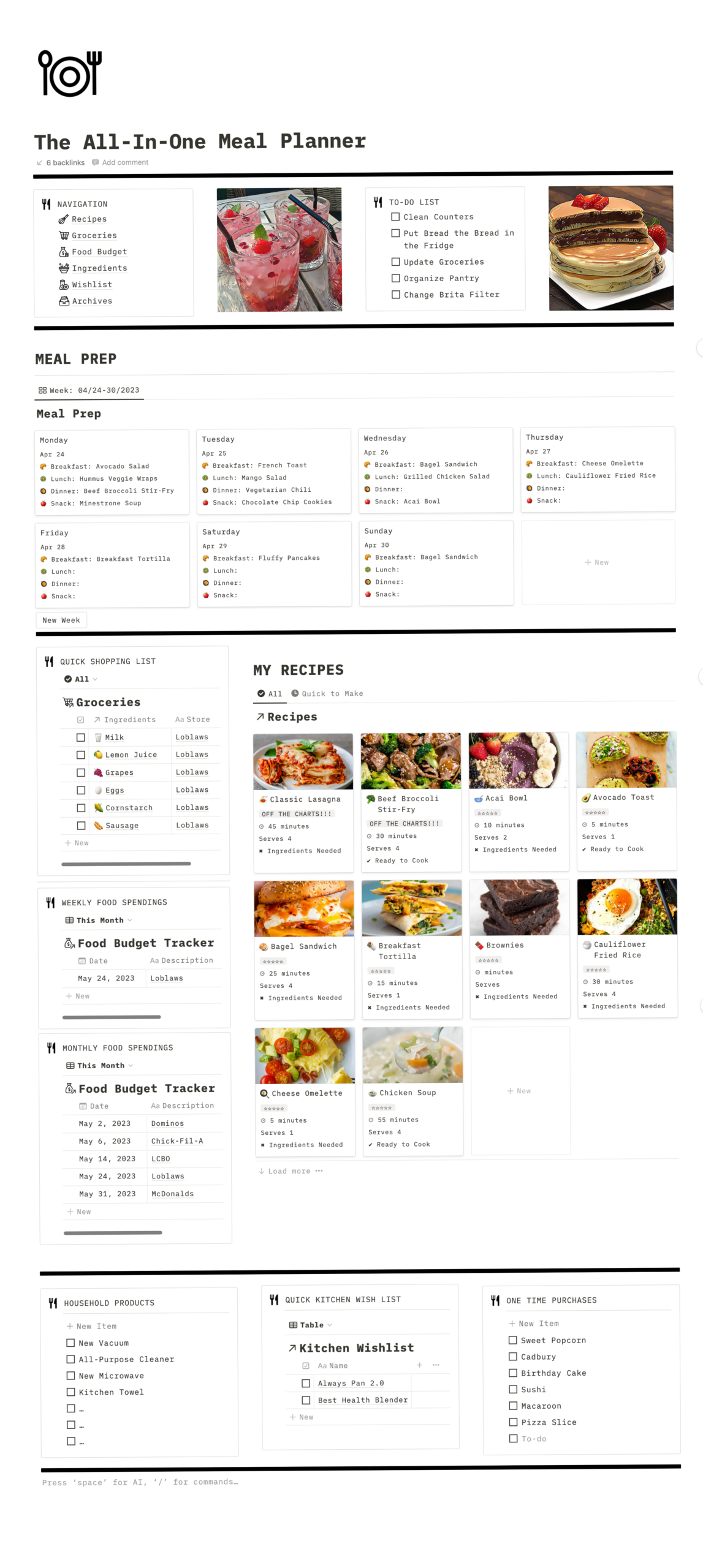 💌 👰 only tool for life admin: The Ultimate All-In-One Meal Planner in Notion