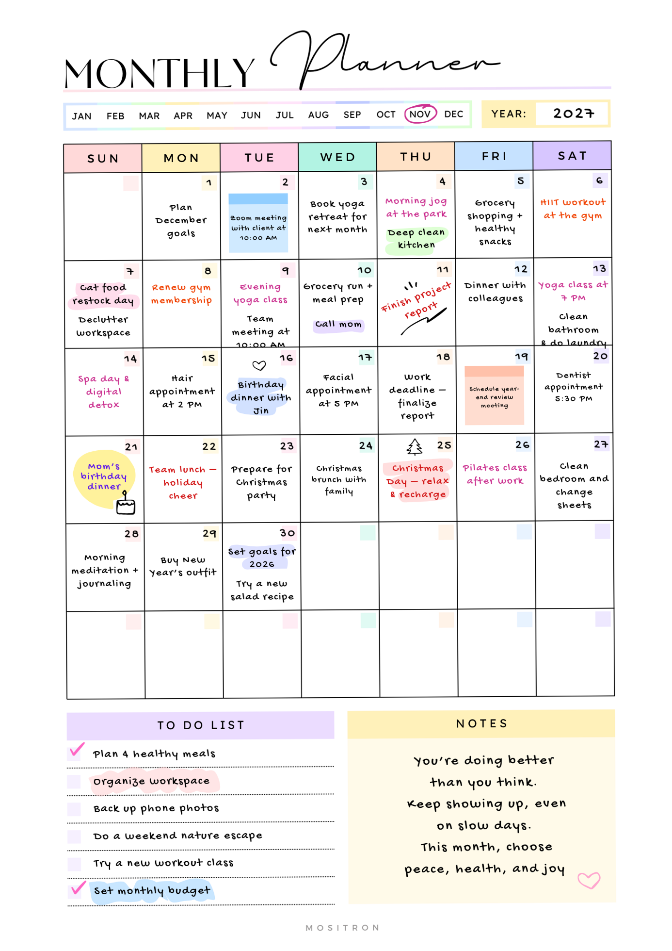 🎨 🌈 Organized Life: Undated Digital Monthly Planner PDF & Printable Calendar for iPad & More | secret to staying productive