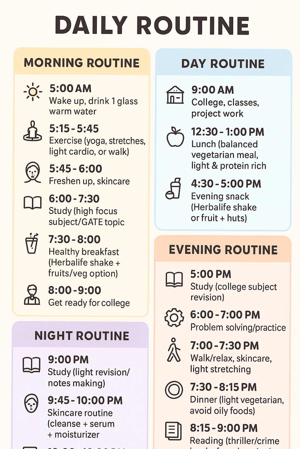 Perfect Daily Routine Planner for Productivity & Self-Care — 🎨 🪄 dream life manifestation