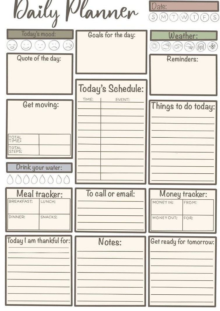 Personal Daily Planner Page | Habit Tracking & List Planning | Digital Download — 🤍 🤍 stay inspired all year long