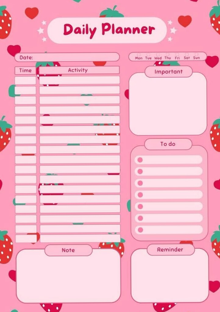 Pink Daily Planner Printables for Creative Journaling — 👰 👰 romanticize your routine