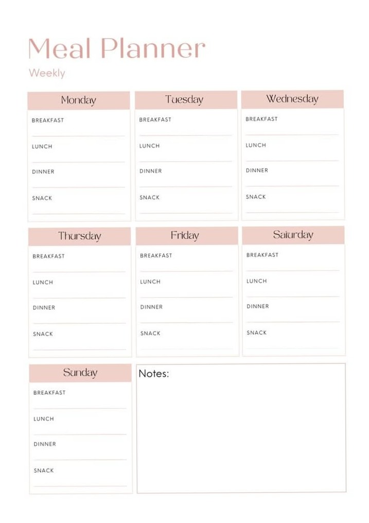 Pink Weekly Meal Planner – Stylish Organization Made Easy — 📊 📌 secret to staying productive