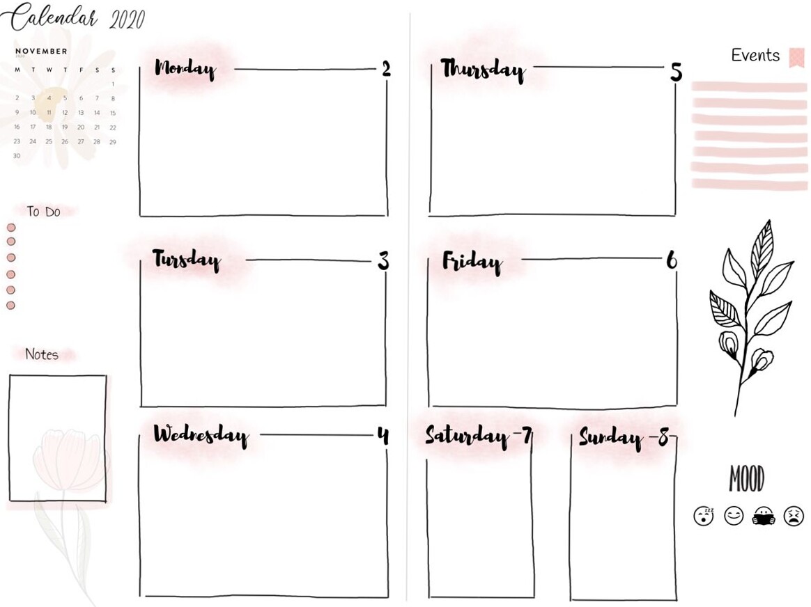 Pintable Weekly Planner November | Digital Design | Creative Planners — 💍 💍 stay inspired all year long