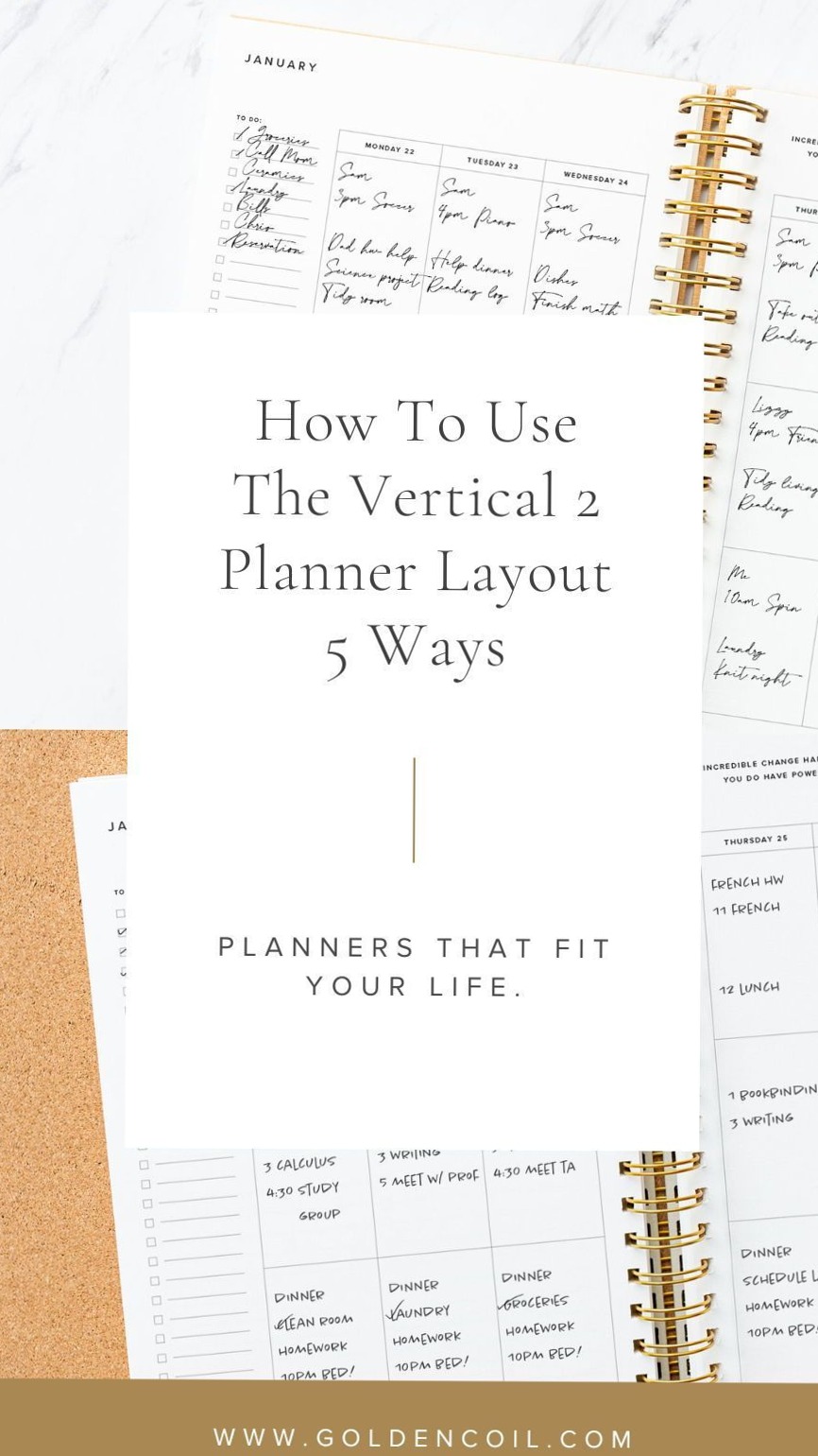 📁 📊 Planner Page Layout | 1 Layout 5 Ways: Vertical 2 | Golden Coil | dream life manifestation