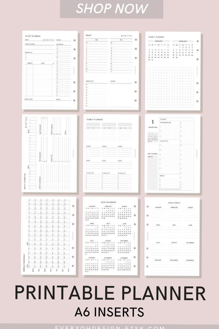 Printable A6 Planner Inserts for Monthly, Weekly, Daily, Yearly Study & Schedule Planning — 🪄 🌈 stay inspired all year long