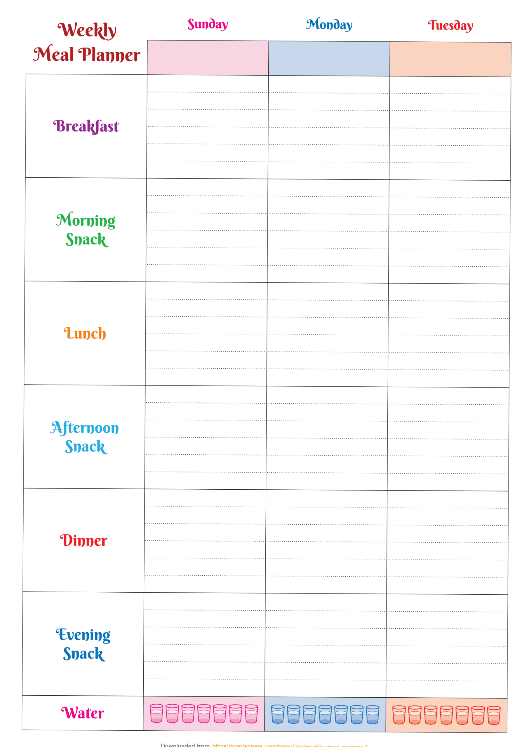 Printable Colourful Meal Planner PDF — 🪄 📍 secret to staying productive