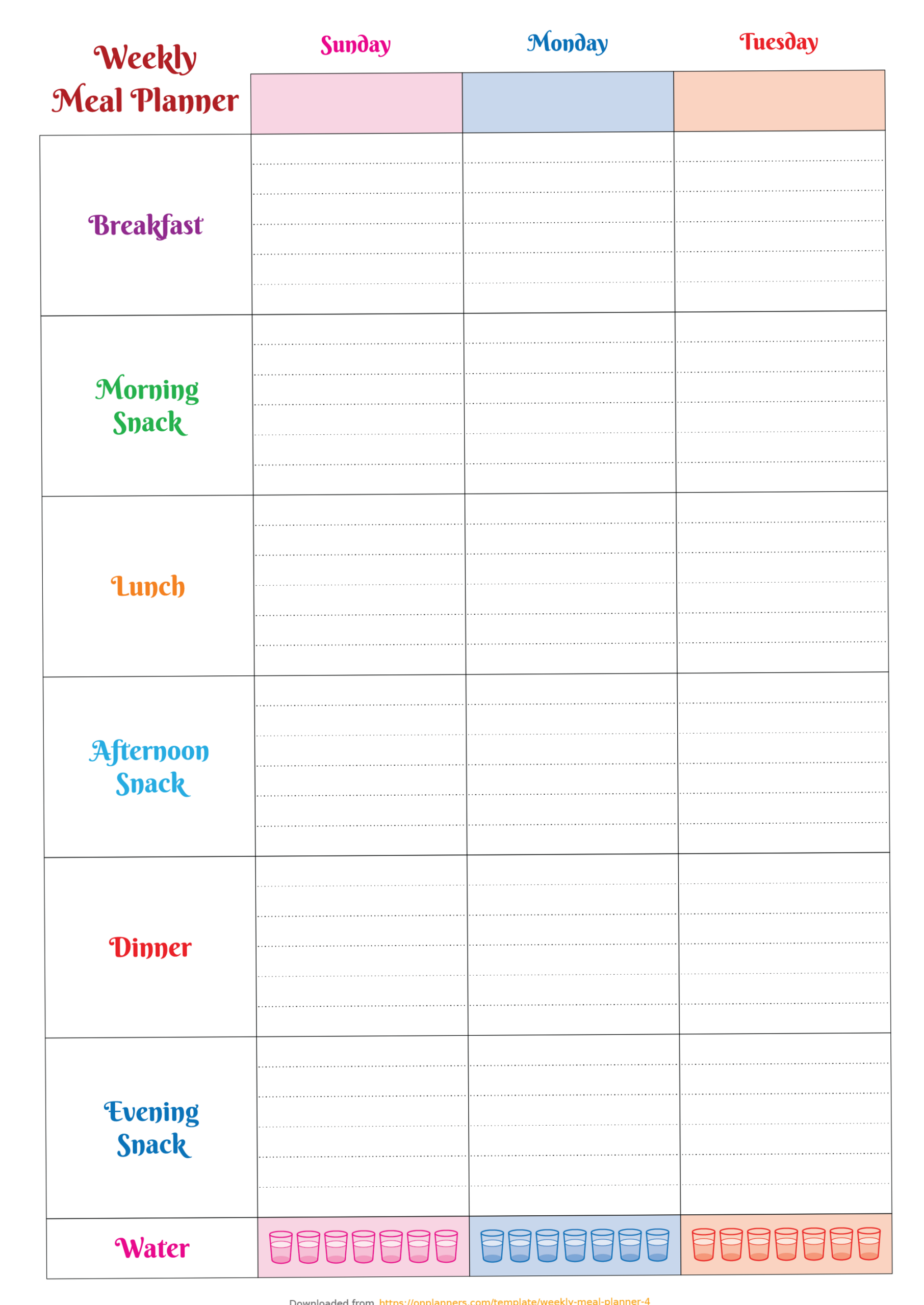Printable Colourful Meal Planner PDF Download — 📅 📊 romanticize your routine