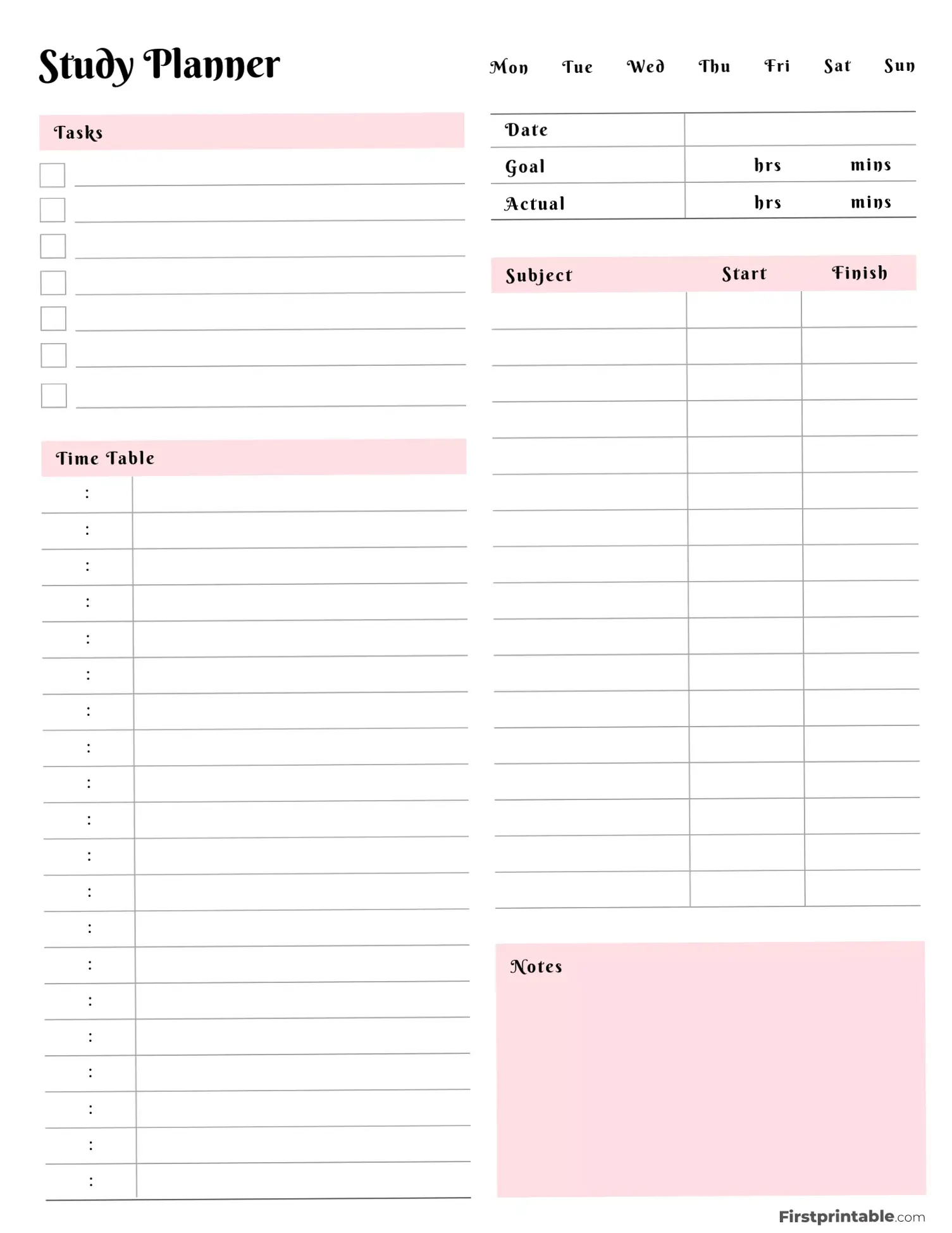 💍 💍 Printable Daily Study Planner | Fillable PDF | secret to staying productive