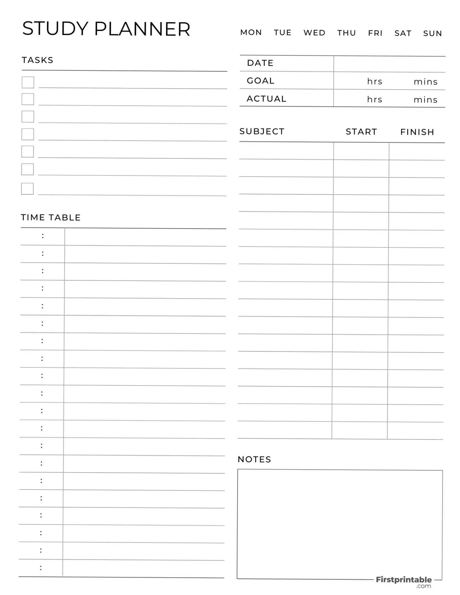 Printable Daily Study Planner | Fillable PDF 963 — ✨ 🤍 stay inspired all year long