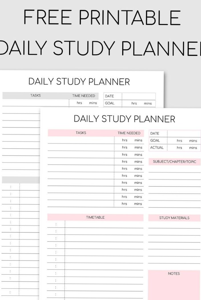 Printable Daily Study Planner Template — 💍 💍 secret to staying productive