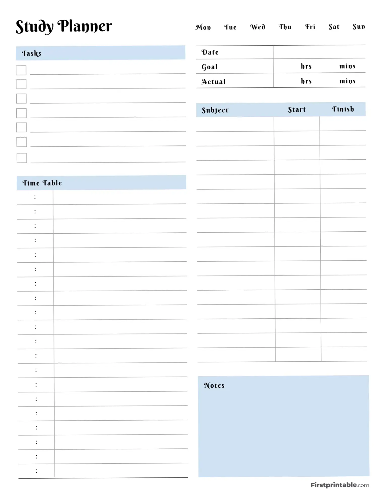 ☁️ 🌿 Printable Daily Study Planner | Fillable PDF | secret to staying productive