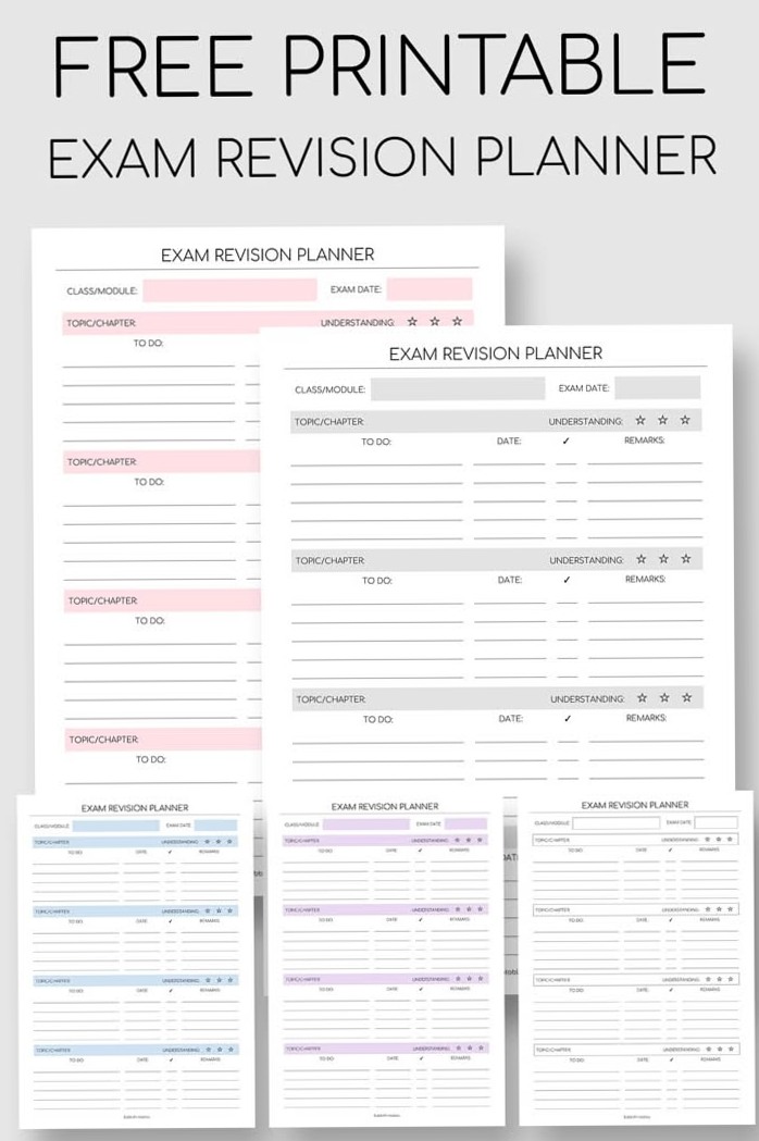 📁 📝 Printable Exam Planner | Study Schedule & Notes Organizer | dream life manifestation