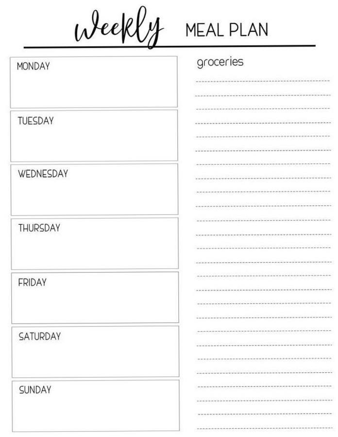 Printable Meal Plan Template for Weight Loss | Paper Trail Design — 💎 🌈 romanticize your routine