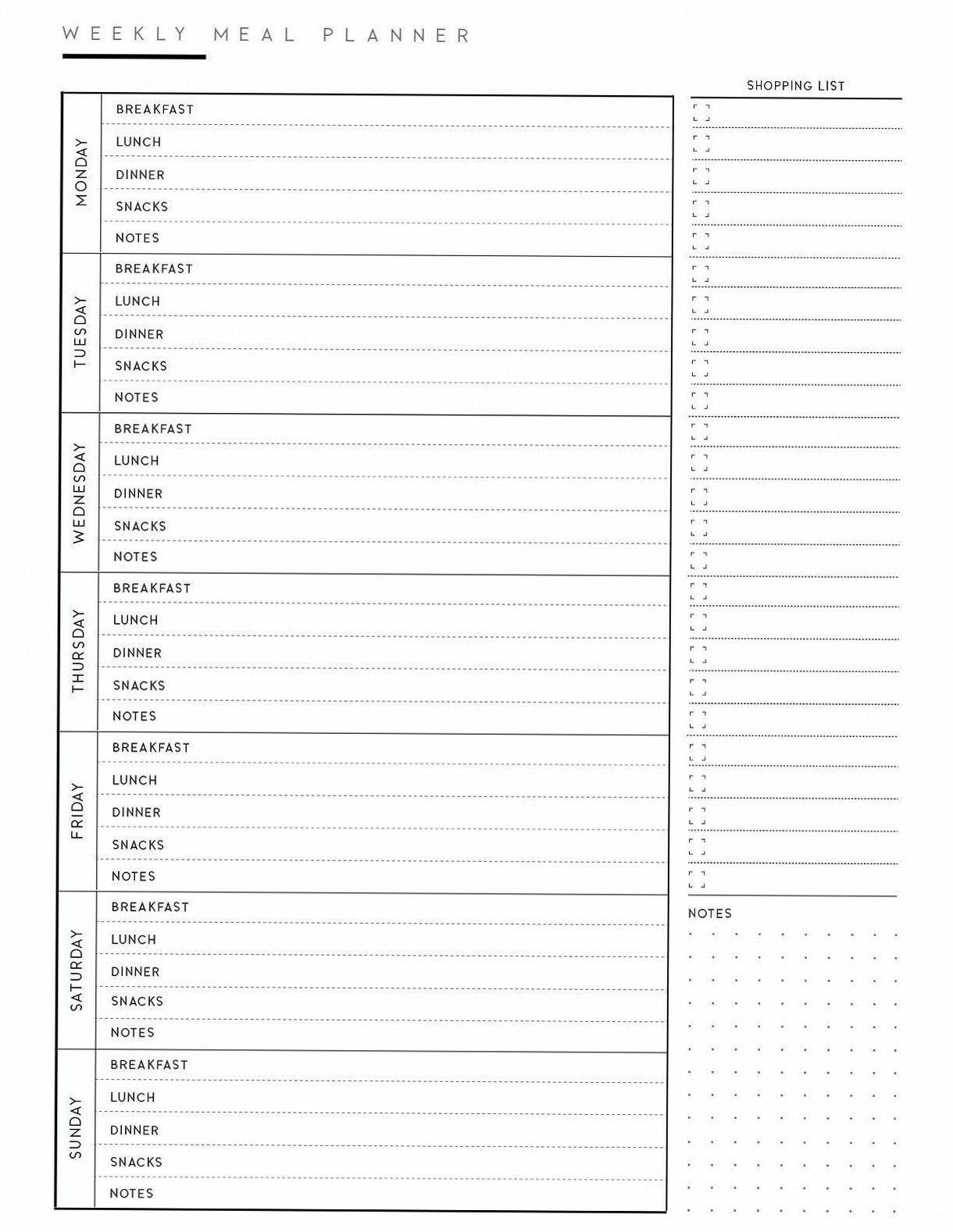 🌿 ✨ Printable Weekly Dinner Meal Planner PDF Template | dream life manifestation