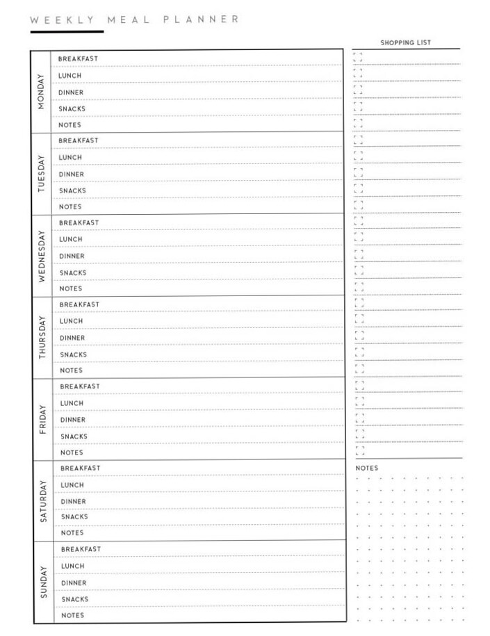 Printable Weekly Dinner Planner PDF Template — ☁️ 🤍 dream life manifestation