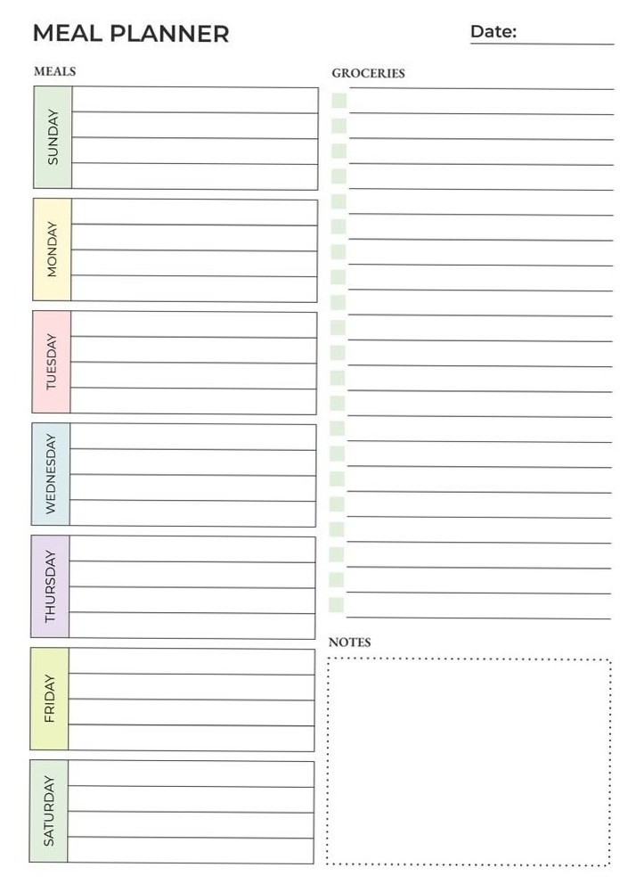 Printable Weekly Meal Planner & Grocery List Template | Free Google Docs — 🤍 🌿 secret to staying productive