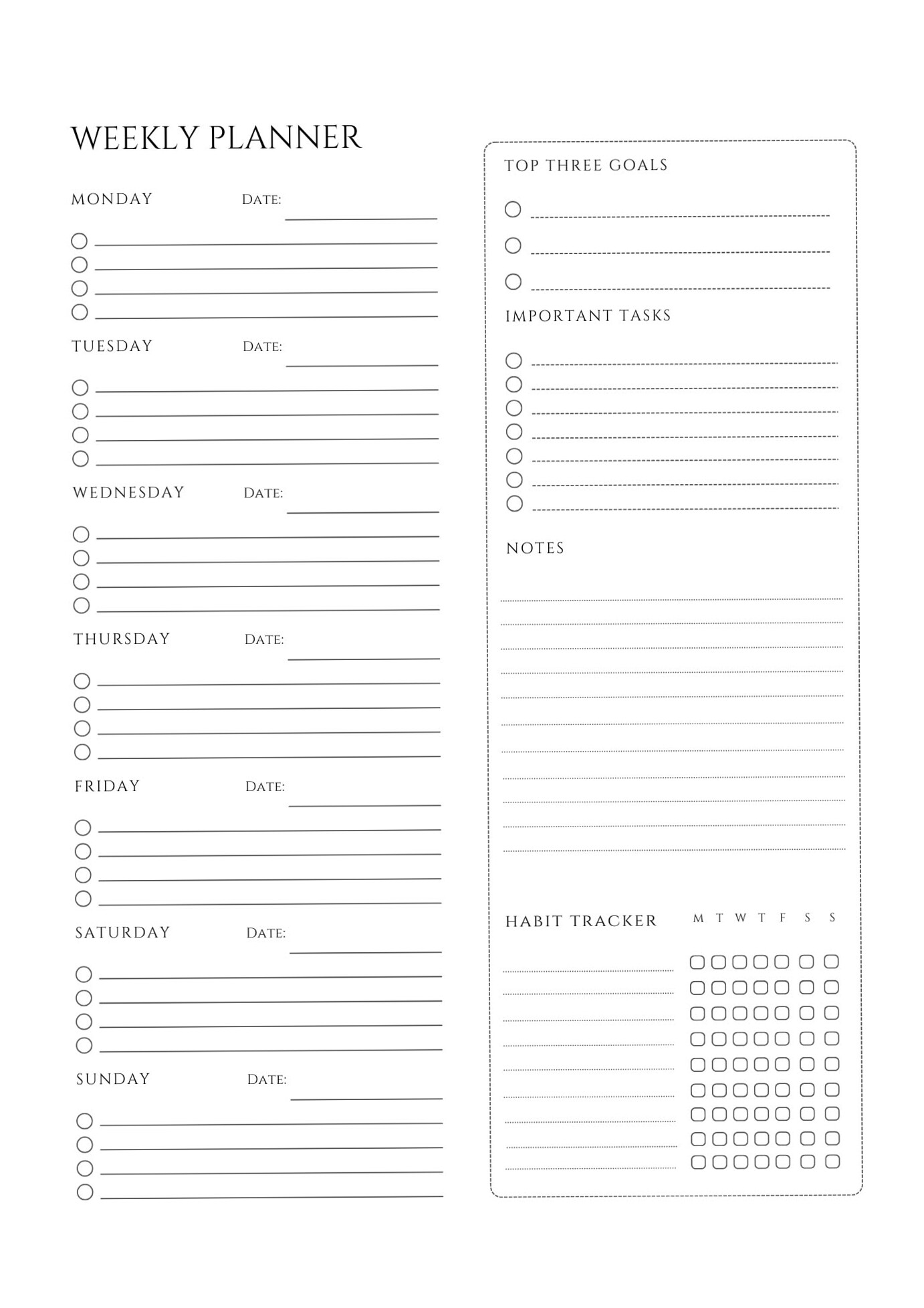 Printable Weekly Planner for Productivity — 🪄 🪄 romanticize your routine