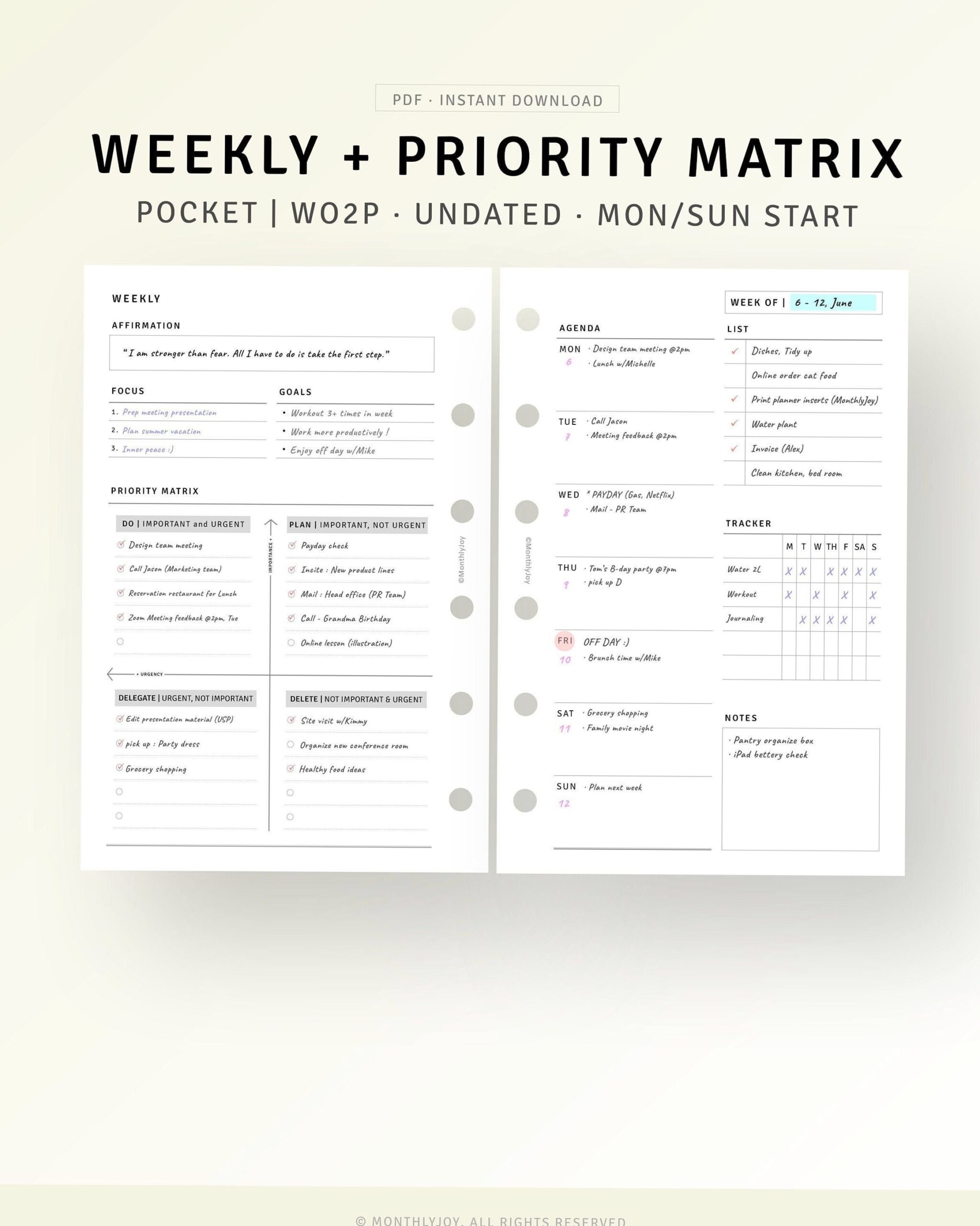 Printable Weekly Planner with Priority & Goals — 📊 📊 stay inspired all year long