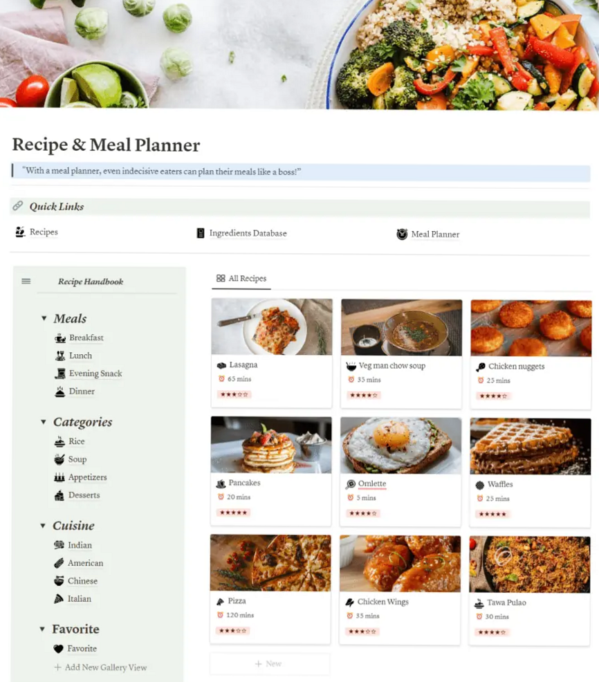 📝 📊 pro digital dashboard: Notion Recipe Database + 36 Best Templates