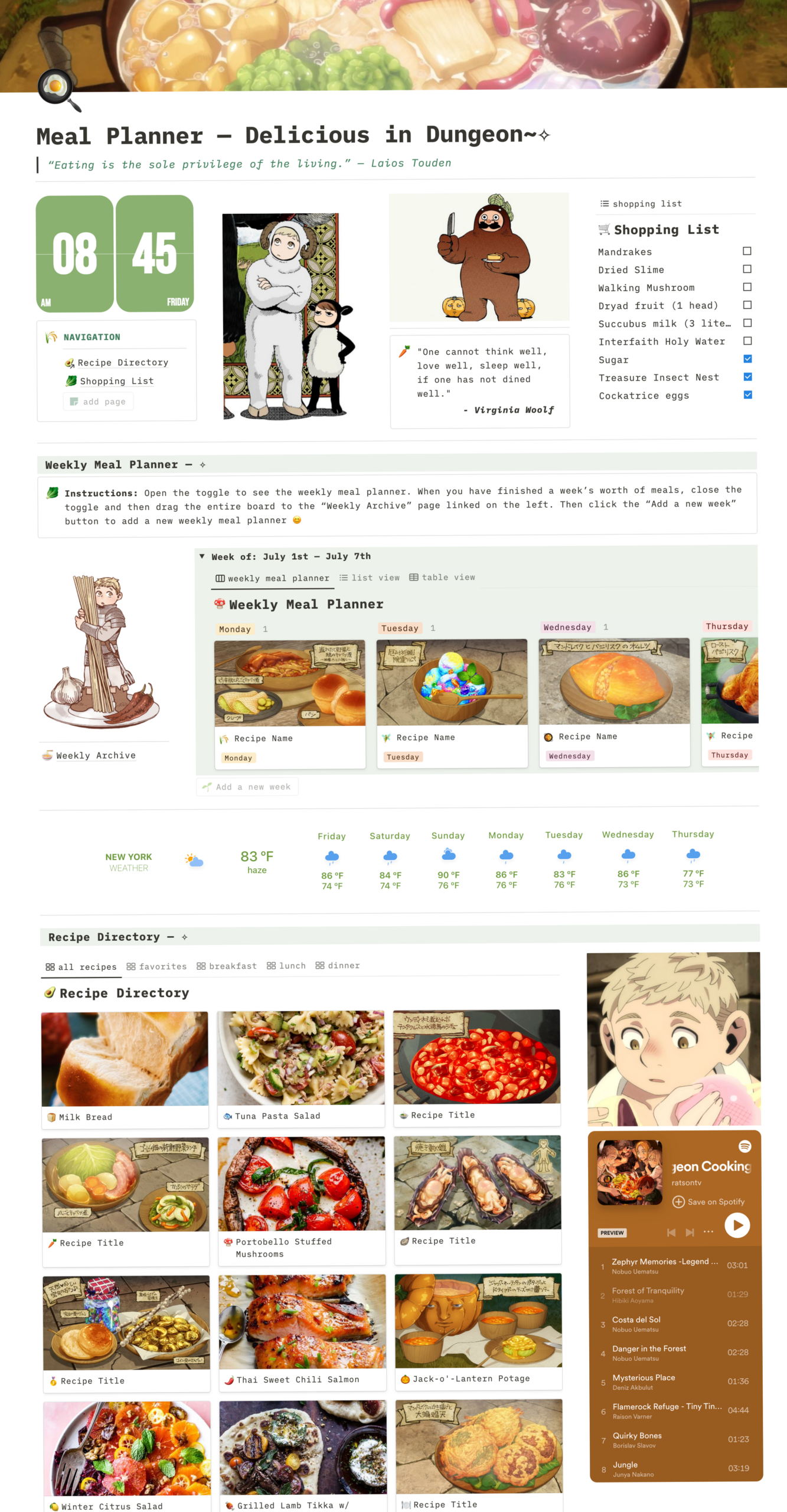 🍰 🍰 pro digital dashboard: Notion Meal Planner 2025: Digital Design for Organized Living