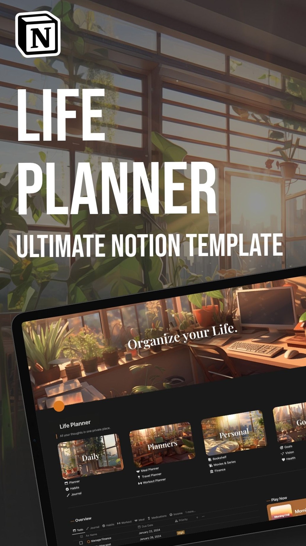 🤍 ☁️ pro digital dashboard: Notion Ultimate Life Planner | Digital Design & Creative Assets