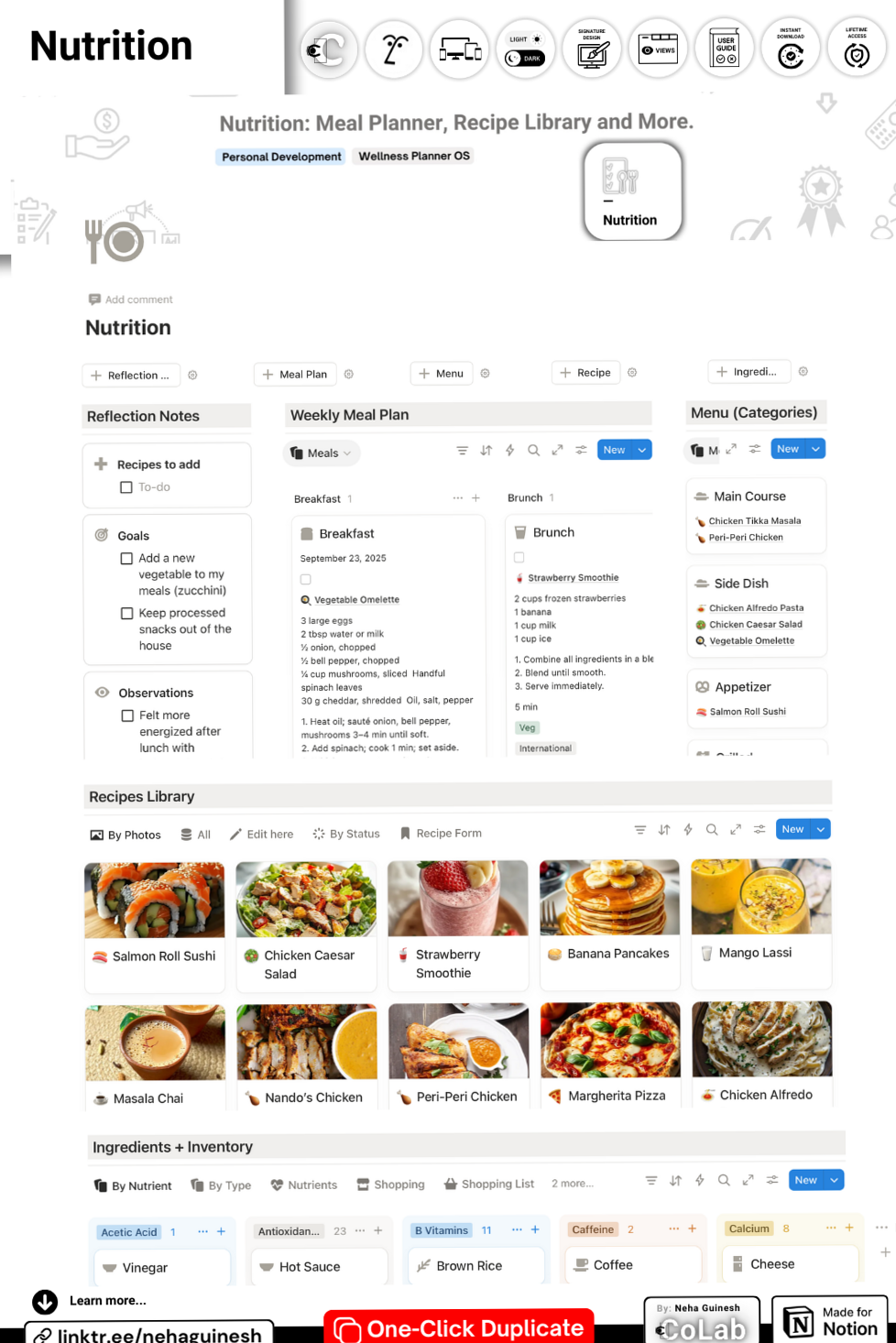 🕯️ 🤍 pro digital dashboard: Nutrition Wellness Planner | Notion Template by Neha Guinesh