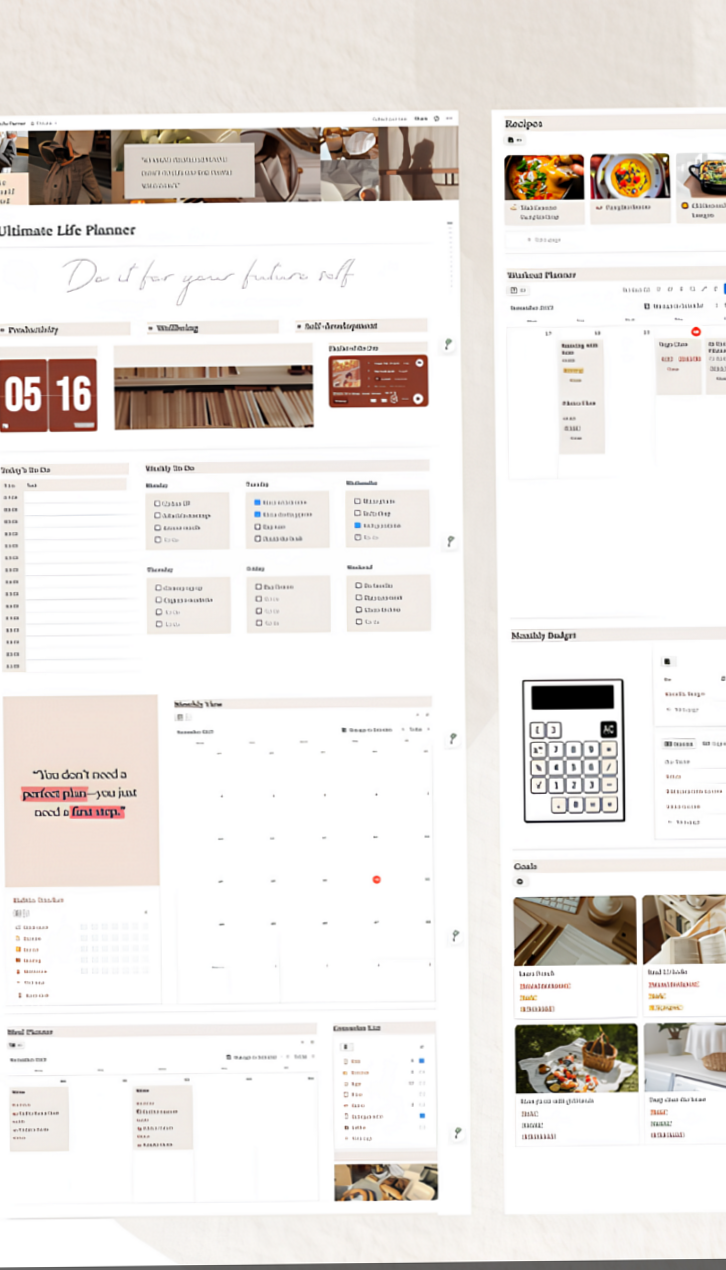 🎀 🤍 pro digital dashboard: Pink Notion Template: Work, Life, Meal Prep & Wellness Game-Changer