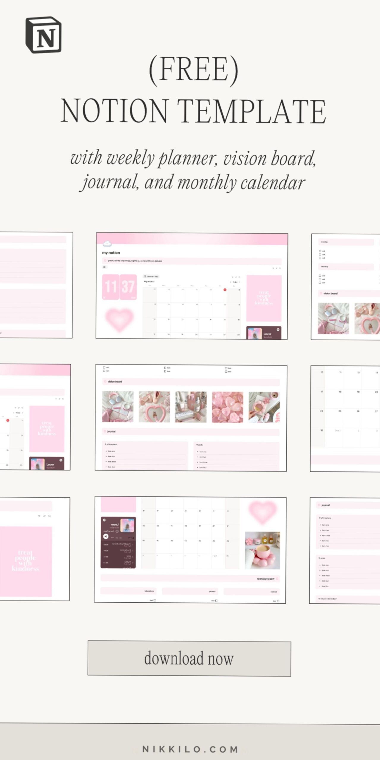 🖌️ 🎨 pro digital dashboard: The Cutest Free Notion Template For Pink Obsession
